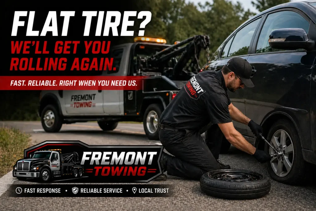 flat tire change roadside assistance service fremont, ca