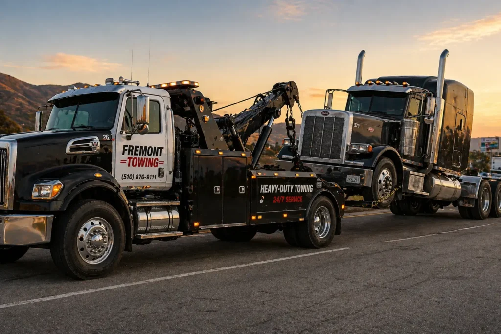 heavy duty towing semi-truck fremont, ca