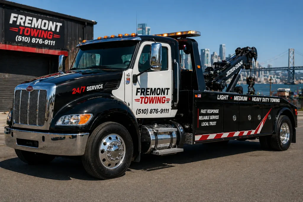Flatbed tow truck dispatched in Fremont, CA - 24/7 tow truck service