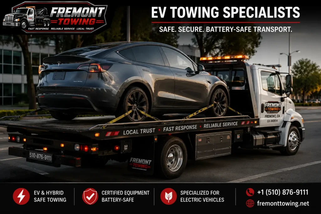 EV towing specialists in action on mission blvd fremont, ca